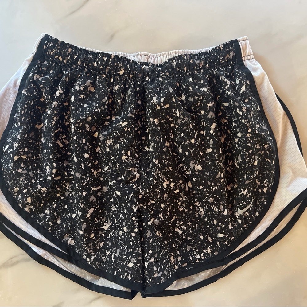 Nike Tempo Dri-Fit Running Shorts Black White Print L